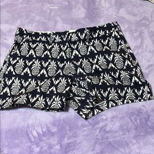 Crown & Ivy Black and White Bermuda Shorts with Geometric Pattern